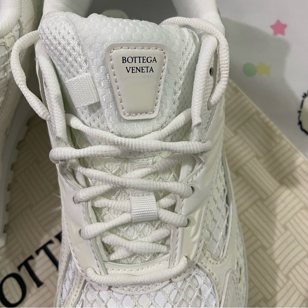 Bottega Veneta White Mesh & Leather Sneakers - Picture 4 of 12